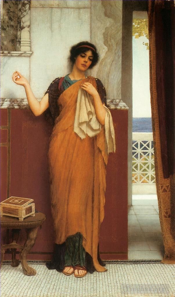 约翰·威廉·高沃德 的油画作品 -  《闲思,1898》