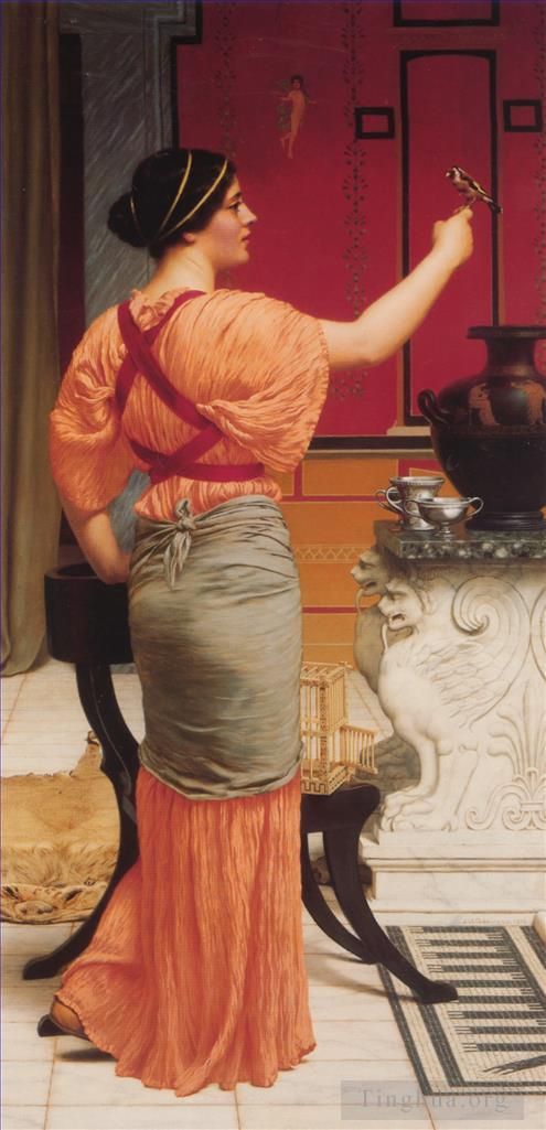 约翰·威廉·高沃德 的油画作品 -  《女同性恋者和她的麻雀》
