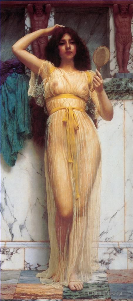 约翰·威廉·高沃德 的油画作品 -  《镜子1899》