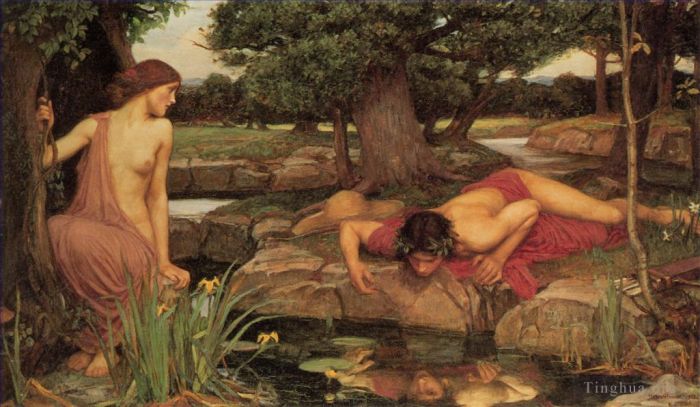 约翰·威廉姆·沃特豪斯 的油画作品 -  《回声与水仙》
