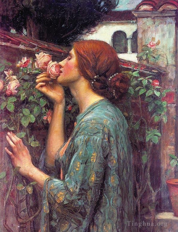 约翰·威廉姆·沃特豪斯 的油画作品 -  《我的甜蜜的玫瑰》