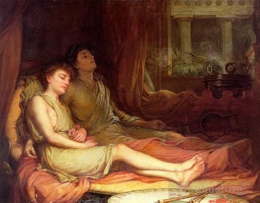 约翰·威廉姆·沃特豪斯 的油画作品 -  《睡眠和他同父异母的兄弟之死,JW》