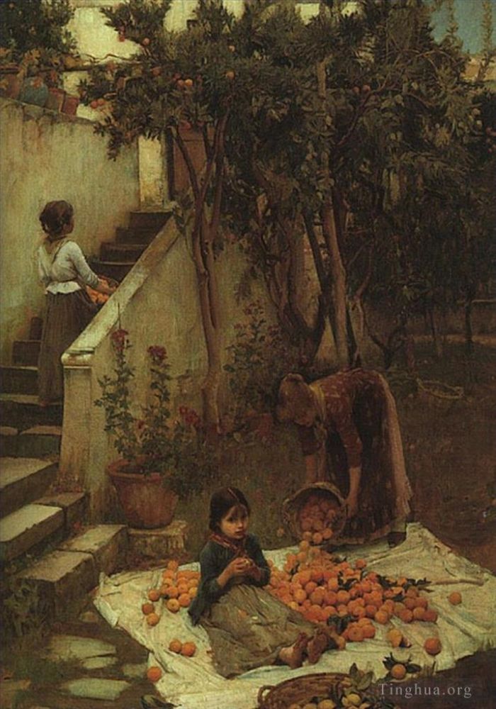 约翰·威廉姆·沃特豪斯 的油画作品 -  《橙色采集者》