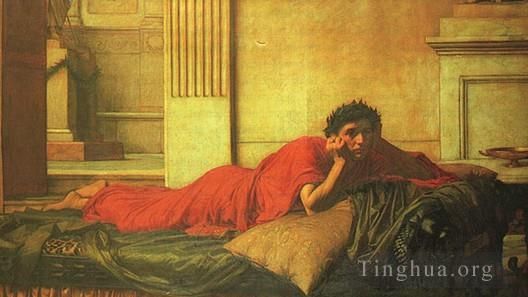 约翰·威廉姆·沃特豪斯 的油画作品 -  《尼禄在母亲,JW,被杀后的悔恨》