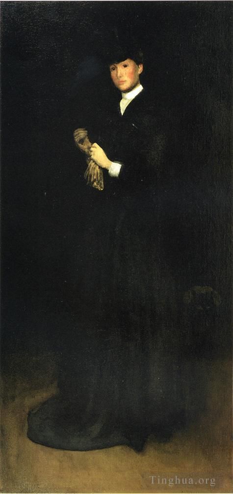 约瑟夫·柔德芬·代坎普 的油画作品 -  《黑色编曲,No,8,卡萨特夫人的肖像》