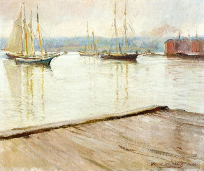 约瑟夫·柔德芬·代坎普 的油画作品 -  《位于格洛斯特又名格洛斯特港》