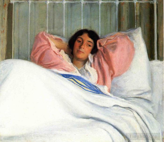 约瑟夫·柔德芬·代坎普 的油画作品 -  《艺术家妻子的肖像,Edity》