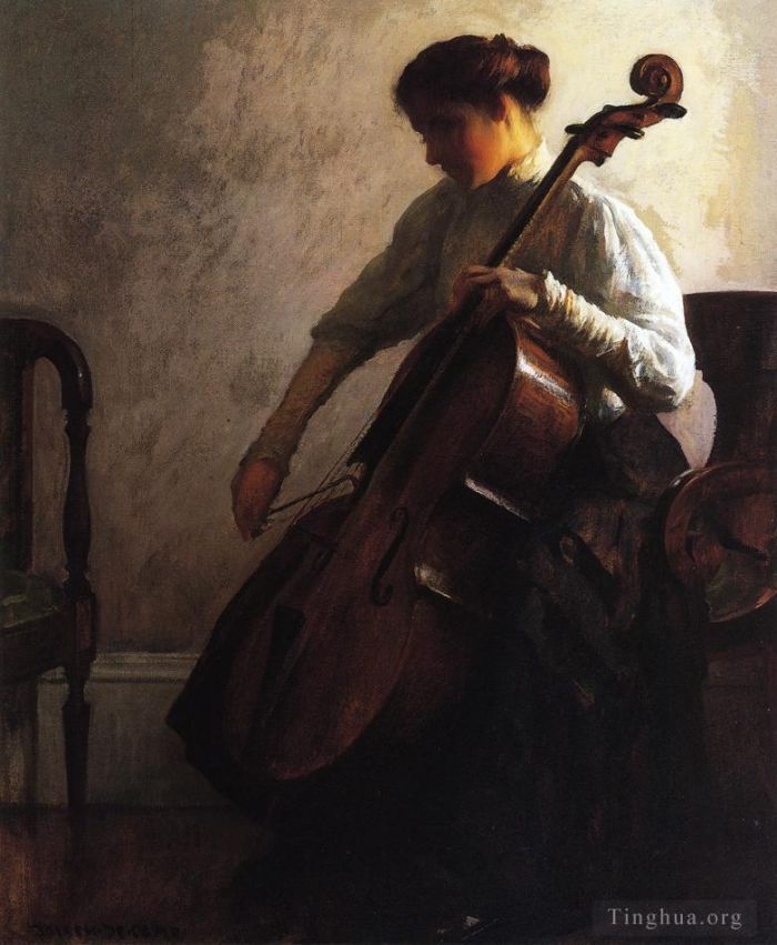 约瑟夫·柔德芬·代坎普 的油画作品 -  《大提琴家》