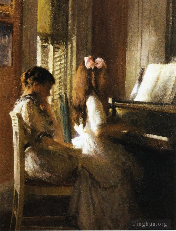 约瑟夫·柔德芬·代坎普 的油画作品 -  《音乐课》