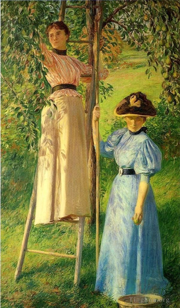 约瑟夫·柔德芬·代坎普 的油画作品 -  《梨园》