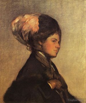 艺术家约瑟夫·柔德芬·代坎普作品《粉红羽毛又名棕色面纱》