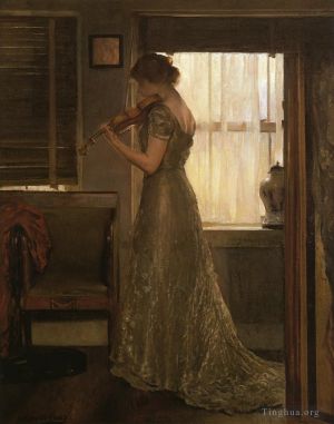 艺术家约瑟夫·柔德芬·代坎普作品《小提琴家,又名,小提琴女孩,III》