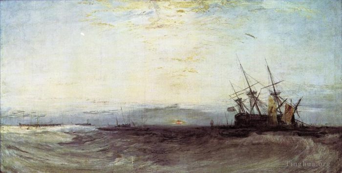 约瑟夫·马洛德·威廉·特纳 的油画作品 -  《一艘搁浅的船》