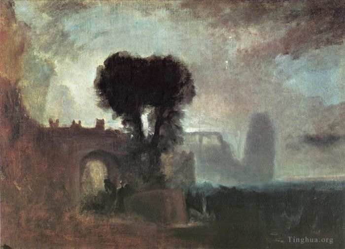 约瑟夫·马洛德·威廉·特纳 的油画作品 -  《海边有树的拱门》
