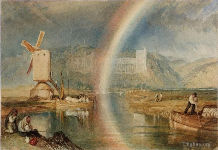 约瑟夫·马洛德·威廉·特纳 的油画作品 -  《阿伦德尔城堡与彩虹细节特纳》