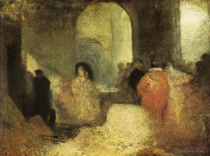 艺术家约瑟夫·马洛德·威廉·特纳作品《在一间大房间里与服装特纳的人物共进晚餐》