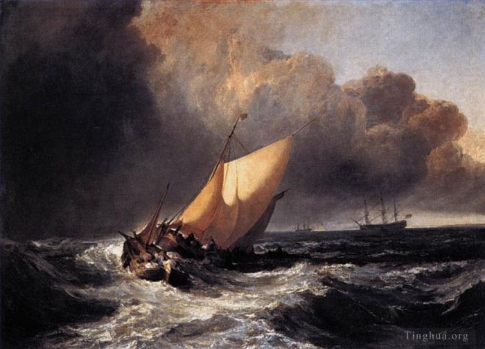 约瑟夫·马洛德·威廉·特纳 的油画作品 -  《大风特纳中的荷兰船》