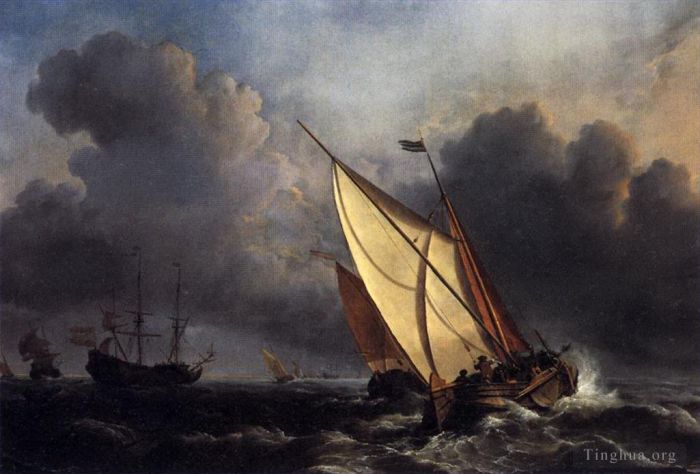 约瑟夫·马洛德·威廉·特纳 的油画作品 -  《风暴特纳中的荷兰渔船》