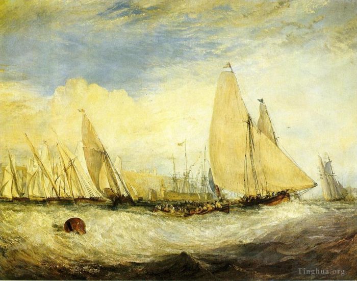 约瑟夫·马洛德·威廉·特纳 的油画作品 -  《东考斯城堡,(East,Cowes,Castle),是帆船赛,J,Nash,Esq,的所在地》