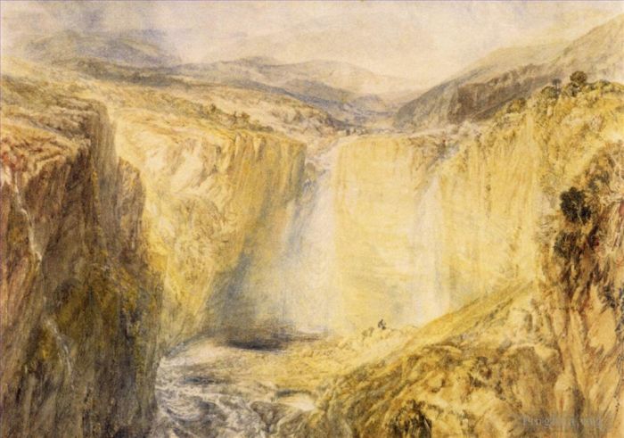 约瑟夫·马洛德·威廉·特纳 的油画作品 -  《蒂斯河的陷落,约克郡》