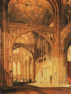 艺术家约瑟夫·马洛德·威廉·特纳作品《索尔兹伯里大教堂内部》