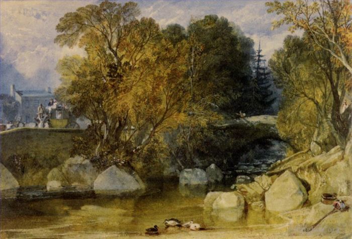 约瑟夫·马洛德·威廉·特纳 的油画作品 -  《常春藤桥德文郡》