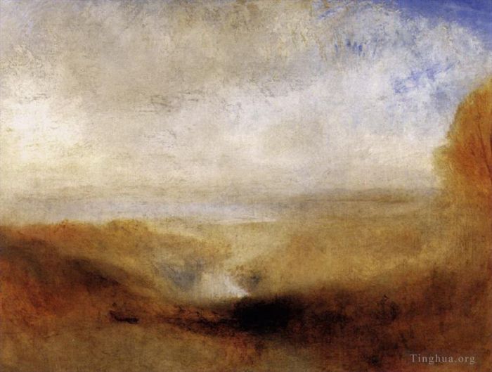 约瑟夫·马洛德·威廉·特纳 的油画作品 -  《背景中有河流和海湾的风景,特纳》