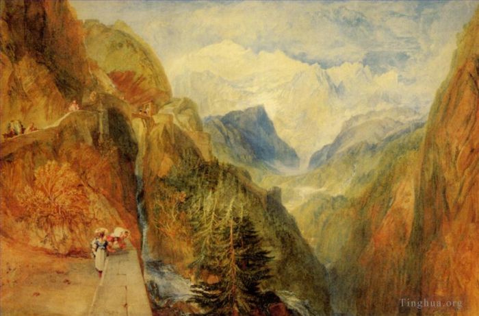 约瑟夫·马洛德·威廉·特纳 的油画作品 -  《从罗奇堡到瓦莱达奥斯塔的勃朗峰》