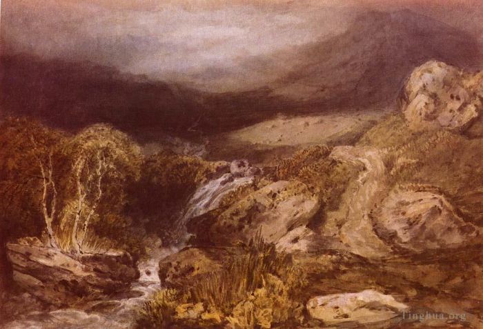 约瑟夫·马洛德·威廉·特纳 的油画作品 -  《山脉溪流科尼斯顿》