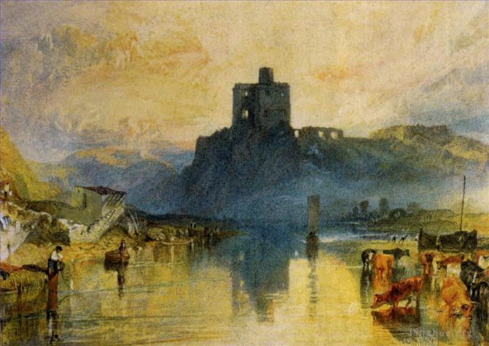 约瑟夫·马洛德·威廉·特纳 的油画作品 -  《特威德河上的诺勒姆城堡》