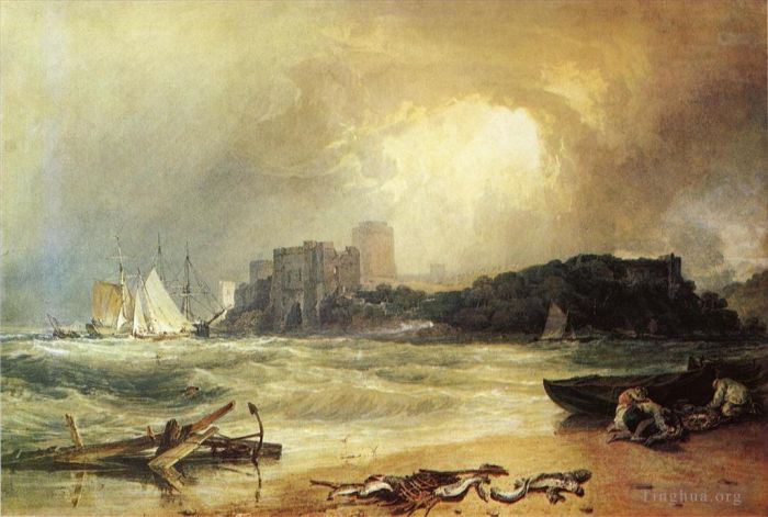 约瑟夫·马洛德·威廉·特纳 的油画作品 -  《南威尔士彭布罗克卡斯特雷雨即将来临》