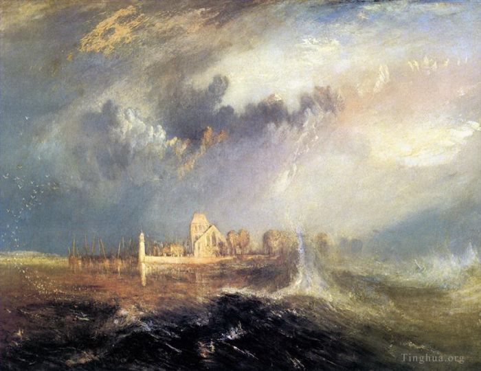 约瑟夫·马洛德·威廉·特纳 的油画作品 -  《塞纳河口的Quillebeuf,特纳》