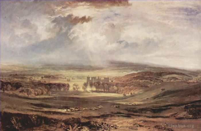 约瑟夫·马洛德·威廉·特纳 的油画作品 -  《达灵顿特纳伯爵雷比城堡官邸》