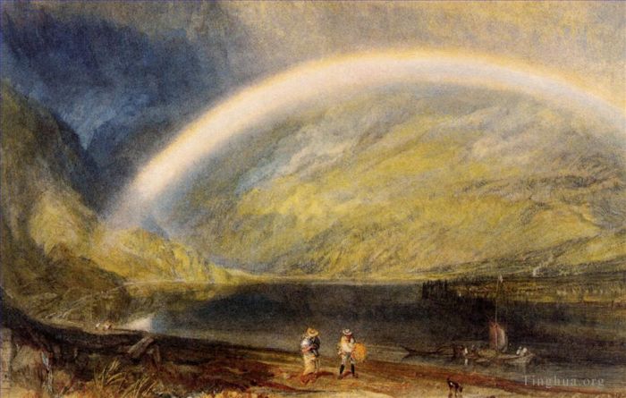 约瑟夫·马洛德·威廉·特纳 的油画作品 -  《彩虹,从奥斯特斯佩,Dunkholder,葡萄园欣赏莱茵河美景》