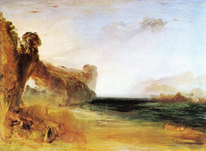约瑟夫·马洛德·威廉·特纳 的油画作品 -  《洛基湾与人物》