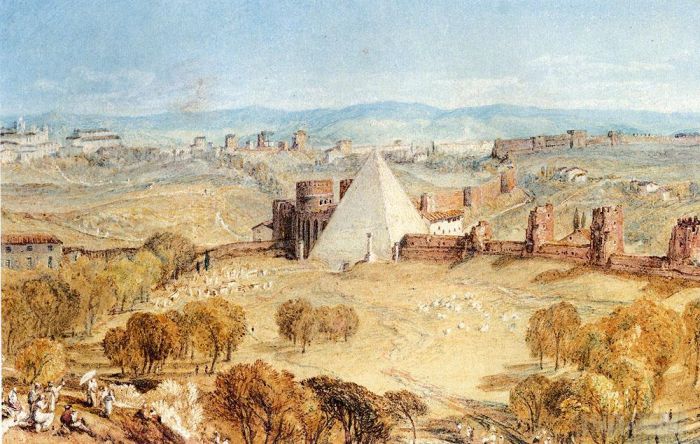 约瑟夫·马洛德·威廉·特纳 的油画作品 -  《从蒙特泰斯塔西奥出发的罗马》