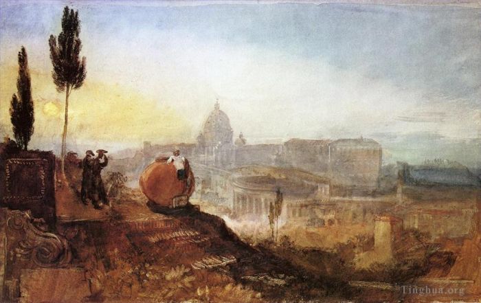 约瑟夫·马洛德·威廉·特纳 的油画作品 -  《罗马圣彼得斯从巴贝里尼别墅》