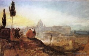 艺术家约瑟夫·马洛德·威廉·特纳作品《罗马圣彼得斯从巴贝里尼别墅》