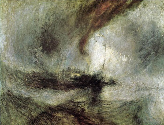 约瑟夫·马洛德·威廉·特纳 的油画作品 -  《暴风雪蒸汽船离开港口口》