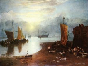 艺术家约瑟夫·马洛德·威廉·特纳作品《太阳从迷茫的渔民中升起，清洗和出售鱼》