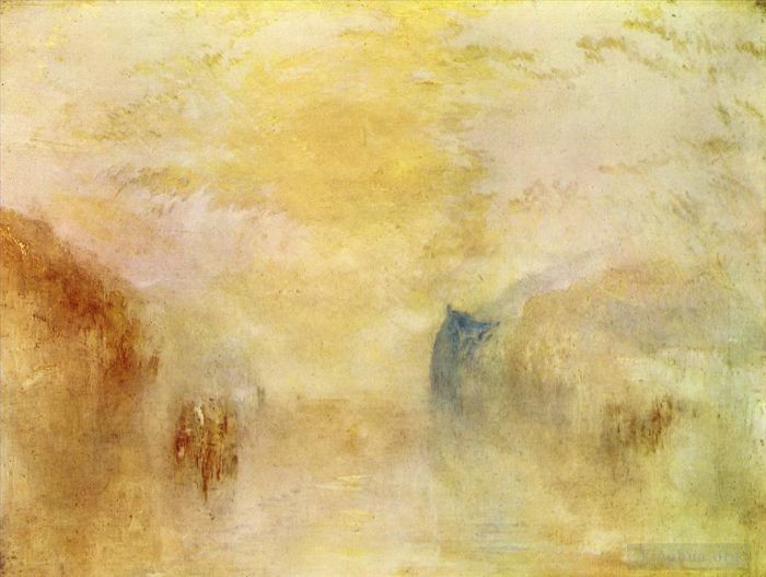 约瑟夫·马洛德·威廉·特纳 的油画作品 -  《日出与岬角之间的船特纳》