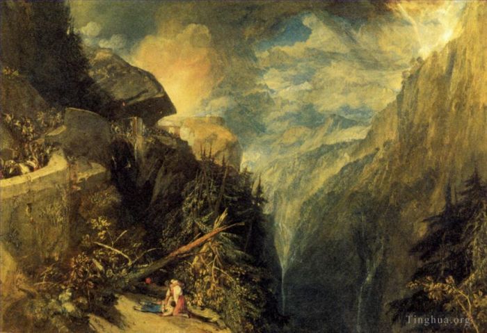 约瑟夫·马洛德·威廉·特纳 的油画作品 -  《奥斯特谷皮埃蒙特罗克堡之战》