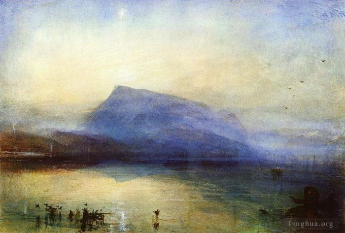 约瑟夫·马洛德·威廉·特纳 的油画作品 -  《卢塞恩蓝色瑞吉湖日出》