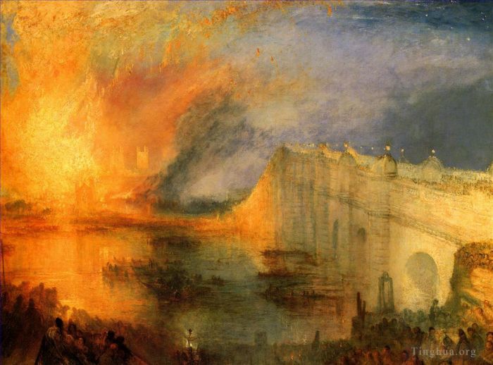 约瑟夫·马洛德·威廉·特纳 的油画作品 -  《烧毁上议院和下议院》