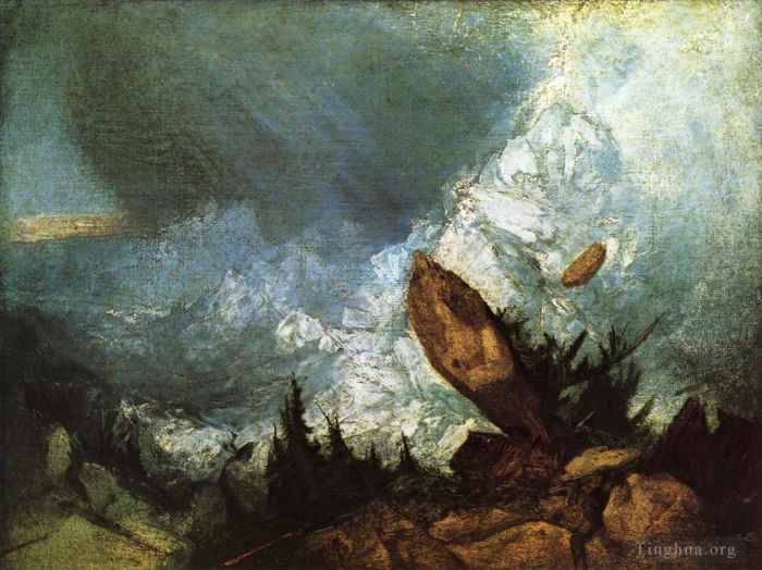 约瑟夫·马洛德·威廉·特纳 的油画作品 -  《格劳宾登州雪崩的倒塌》