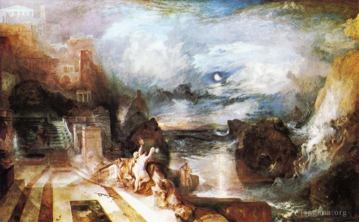 约瑟夫·马洛德·威廉·特纳 的油画作品 -  《希罗和利安德与希腊穆萨乌斯的分离》