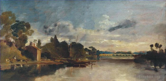 约瑟夫·马洛德·威廉·特纳 的油画作品 -  《沃尔顿桥特纳附近的泰晤士河》