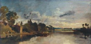 艺术家约瑟夫·马洛德·威廉·特纳作品《沃尔顿桥特纳附近的泰晤士河》