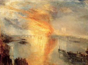 艺术家约瑟夫·马洛德·威廉·特纳作品《上议院和下议院被烧毁》
