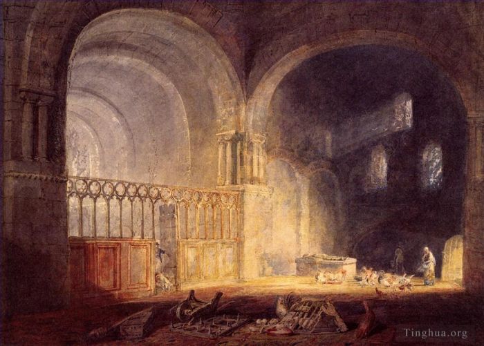 约瑟夫·马洛德·威廉·特纳 的油画作品 -  《格拉摩根郡尤文尼修道院耳堂》